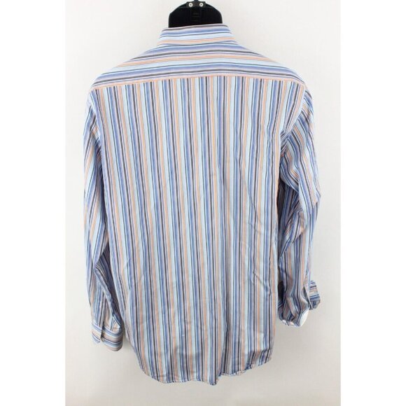 Robert Graham Mens Shirt Striped Long Sleeve Button Flip Cuff Multi Sz L - Picture 10 of 15